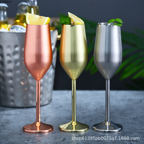 Copa de champán de acero inoxidable para cóctel, copa de vino de Metal creativa para Bar, restaurante, copa de oro rosa ► Foto 1/6