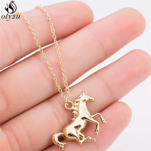 Oly2u personalizar caballo de carreras colgante de collar para las mujeres lindo Animal collares para hombre, joyería accesorios mejor regalo de cumpleaños ► Foto 1/6