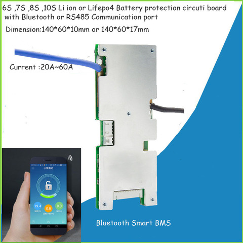 Batería Lifepo4 de iones de litio de 29,4 V y 7S, BMS inteligente con Bluetooth para batería de iones de litio de 24V con software de aplicación UART ► Foto 1/4