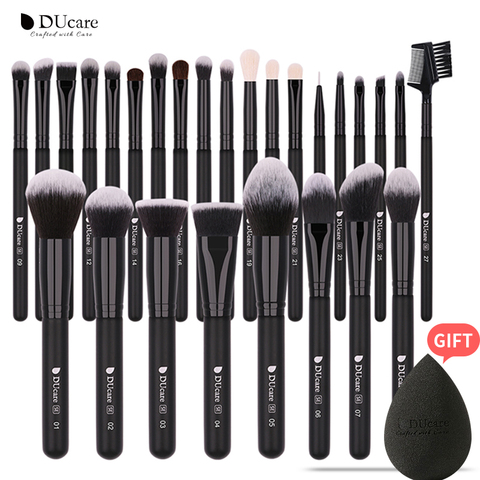 DUcare pinceles de maquillaje profesional de pelo de cabra Natural pinceles de maquillaje, set de polvo de base corrector contorno de ojos cepillo de mezcla ► Foto 1/6