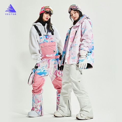 Traje de esquí para mujer, marca de Corea, chaqueta de nieve gruesa y cálida para invierno, impermeable, a prueba de viento, trajes de esquí y snowboard ► Foto 1/6