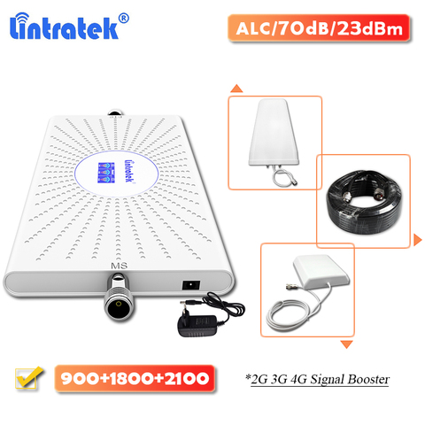 Lintratek-repetidor de señal para teléfono móvil, amplificador de celular con Panel de antena, 70dB, ALC, 2G, 3G, 4G, GSM 900, DCS, LTE 1800, WCDMA 2100 ► Foto 1/6