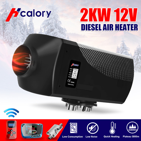 Calentador de coche 12V 2kw diésel aire estacionamiento calentador aire calefacción LCD interruptor con silenciador y remoto para camiones barcos coche remolque ► Foto 1/6