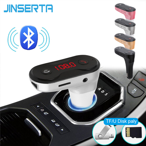 JINSERTAR transmisor inalámbrico de FM para coche, modulador, Bluetooth, cargador, AUX, manos libres, música, Mini TF, U, reproductor MP3, estilismo para coche ► Foto 1/6