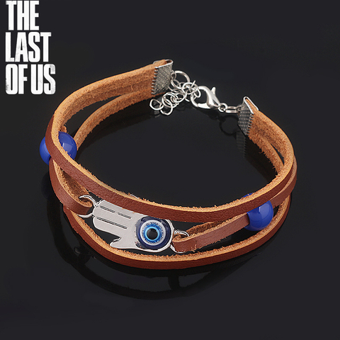 Pulsera de cuero con cuentas azules de ojo malvado para hombre y mujer, brazalete con Pulsera de Hamsa de Ellie, de la parte 2 de Game The Last of Us, joyería ► Foto 1/6