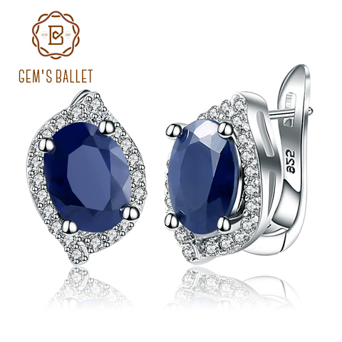 Gema de Ballet 3,26c para mujer, pendientes de tuerca Vintage de zafiro azul Natural, joyería fina de Plata de Ley 925 para mujer, envío directo ► Foto 1/6