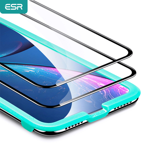 2 unids/pack ESR Protector de pantalla para iPhone X XS X XR XS Max Pantalla de cobertura completa fácil de instalar claro Premium de cristal templado de cine ► Foto 1/6