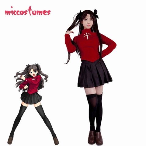 El destino noche estancia Rin Tohsaka Cosplay traje de las mujeres camiseta roja falda de traje de Halloween ► Foto 1/5