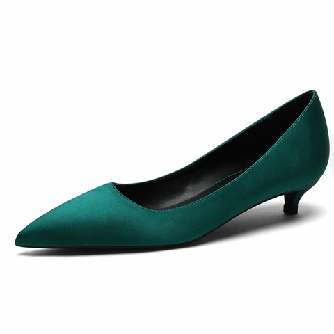 Zapatos de tacón bajo y puntiagudos para mujer, calzado básico de 3CM, puntiagudos, sin cordones, talla grande N0033 ► Foto 1/6