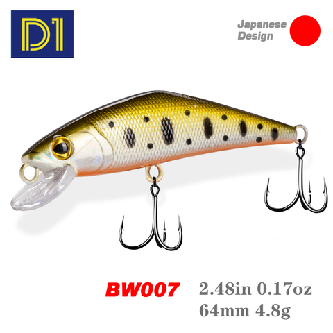 D1 D-CONTACT Wobbler JapanMinnow-hundimiento de Señuelos de Pesca, accesorios de pesca de trucha, 64mm, 4,8g, BW007 ► Foto 1/6