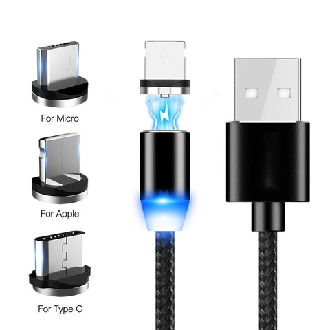 Cable USB magnético rápido de carga para Iphone TYPE-C Micro USB Android, IOS, línea de datos para Xiaomi Redmi note Samsung Cable imán macho ► Foto 1/6