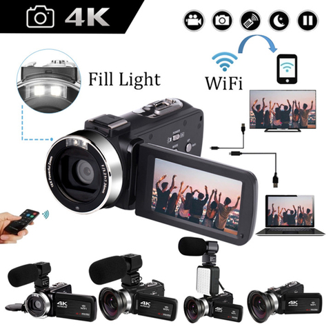 Cámara de vídeo 4K, videocámara con Zoom Digital 16X, Handycam, 48MP, luz de relleno integrada, pantalla táctil, Vlogging para fotografía Youbute ► Foto 1/6