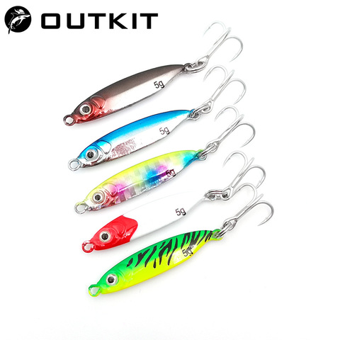 OUTKIT caliente nuevo 5g 10g 15g Pesca señuelo de Jigging cuchara Spinnerbait de Metal cebo bajo atún Plantilla de señuelos plomo Minnow Pesca abordar ► Foto 1/6