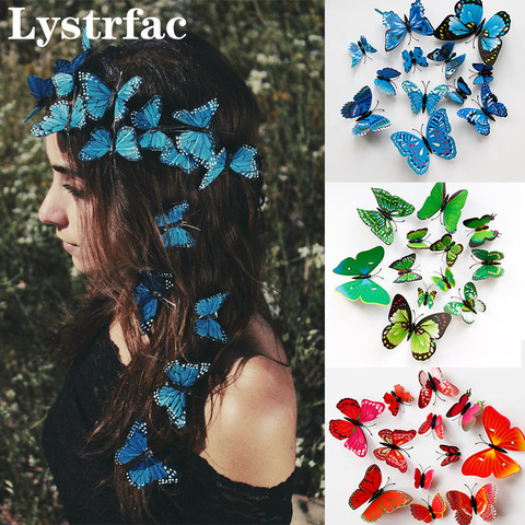 Lystrfac-Pinza para el pelo de mariposa para mujer, 12 unidades/bolsa, horquilla, adorno para el pelo, horquillas para mujer, tocados, decoración del hogar ► Foto 1/6