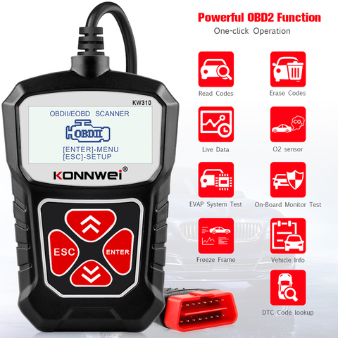 KONNWEI KW310 OBD2 escáner profesional automotriz lector de código completo OBD2 escáner Multi-idiomas herramienta de escaneo de diagnóstico para automóvil ► Foto 1/6