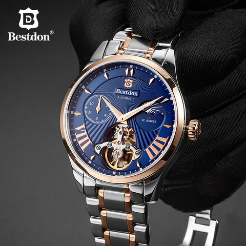 Bestdon-Reloj de pulsera para hombre, Original, Tourbillon, automático, deportivo, mecánico, de marca de lujo, de cuero, resistente al agua ► Foto 1/6