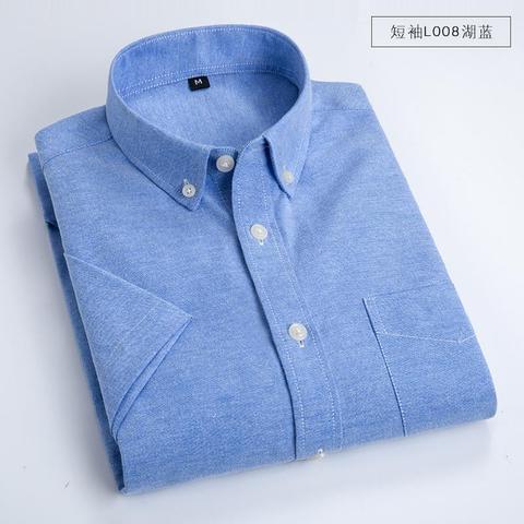 2022 nuevo verano sólido camisa de los hombres Hombre Ropa Oxford de corte Slim de manga corta de algodón Casual de los hombres de moda marca M-4XL ► Foto 1/1