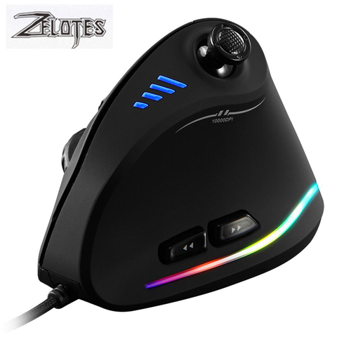 ZELOTES-ratón óptico con cable USB para videojuegos, Mouse óptico RGB programable con 11 botones y 10000 DPI, ergonómico y ajustable ► Foto 1/6