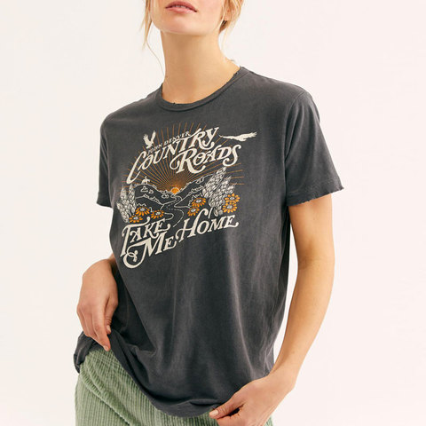 Camisetas gráficas Super Chic para mujer, Camiseta de algodón negra para mujer, top informal de estilo, ropa para mujer 2022 ► Foto 1/4