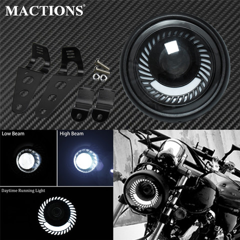 Faro LED para motocicleta 6,5, estilo Retro, antiniebla, alta y baja luz de cruce, soporte para luces de circulación diurna, soporte para Café Racer para Harley ► Foto 1/6