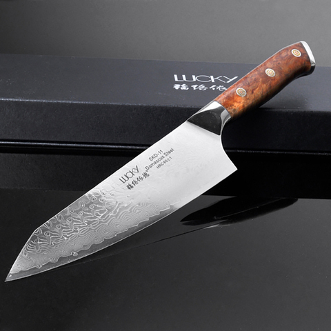 21,24 cm Damas cuchillo de chef Japón SKD-11 (SLD) cuchillos de cocina hecho a mano forjada cuchillo de cocina con rojo mallee natural mango de madera de 25 ► Foto 1/6