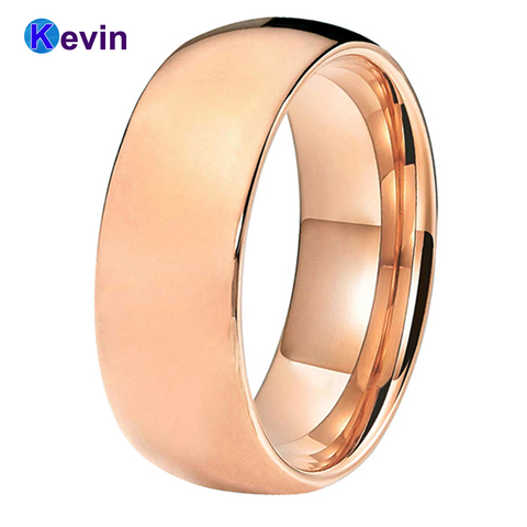 Anillo de tungsteno para boda de oro rosa para hombre y mujer 6MM 8MM disponible para un ajuste cómodo ► Foto 1/6