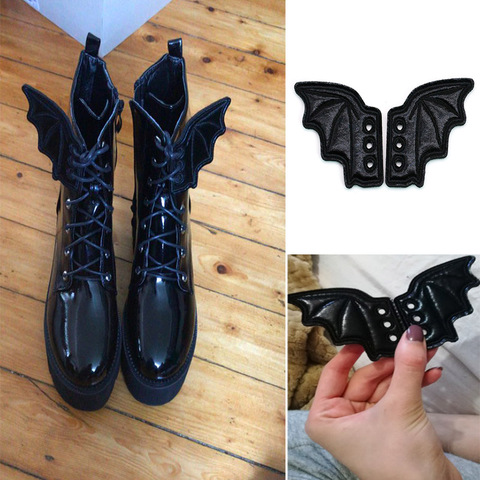 Zapatos de PU con personalidad, accesorios para manualidades, murciélagos, brillo negro, zapato con alas, adorno, Show Halloween, fiesta, patinaje, decoraciones DIY ► Foto 1/6