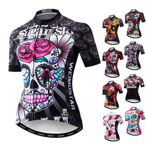 Weimostar-Camiseta de ciclismo calavera para mujer, maillot de ciclismo de montaña o carretera, para deportes al aire libre, 2022 ► Foto 1/6