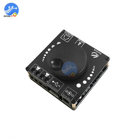 Placa amplificadora Digital para cine en casa, Amplificador estéreo con Bluetooth 5,0, 20WX2, 12V, 24V, 3,5mm, AUX, USB, XY-AP15H ► Foto 1/6