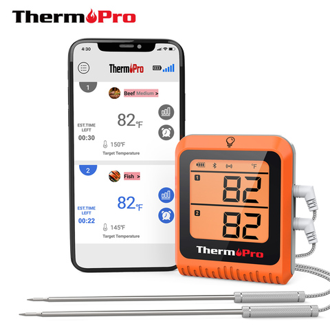 ThermoPro-termómetro Digital inalámbrico TP920 con Bluetooth, medidor de temperatura de 150M para carne, cocina, con doble sonda para horno de parrilla ► Foto 1/6