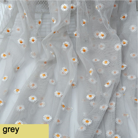 Blanco suave encaje de Margarita flores de tela bordado tul Malla tela para camisas vestido transparente encaje red gasa ► Foto 1/6