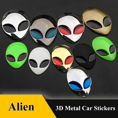 Uds Metal 3D Alienware Alien cabeza logotipo de la etiqueta engomada vinilo placa calcomanías estilo de coche para AUDI BMW Mercedes Benz VW volkswagen TOYOTA ► Foto 1/5