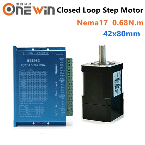 Motor paso a paso de bucle cerrado Nema17, 0,65n. m, 42mm, 42HB250-60B, con controlador de paso Hybird HB808C, 2 fases ► Foto 1/4