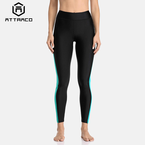 Attraco-pantalones Capris de natación de cintura alta para mujer, ropa de baño de retazos, pantalones Capris de playa, pantalones deportivos ► Foto 1/6