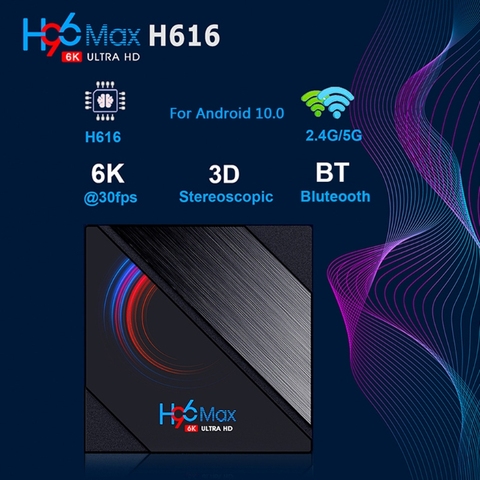 H96 MAX Smart TV Box 16GB 32GB 64GB Allwinner H616 Quad Core ARM Cortex A53 Wifi BT4.0 Reproductor de Youtube Set Top Box ► Foto 1/6