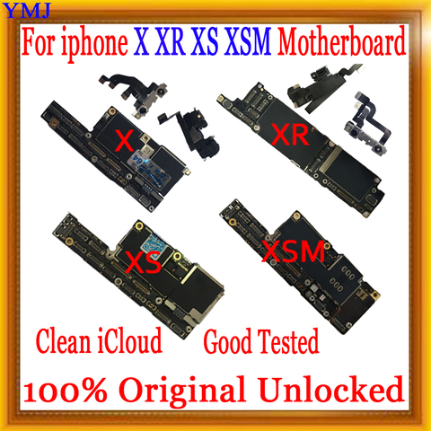 64GB 128GB 256GB con ID de cara/sin ID de cara para iPhone X XR XS Max placa base desbloqueada, 100% Original para iphone x r placa lógica ► Foto 1/3