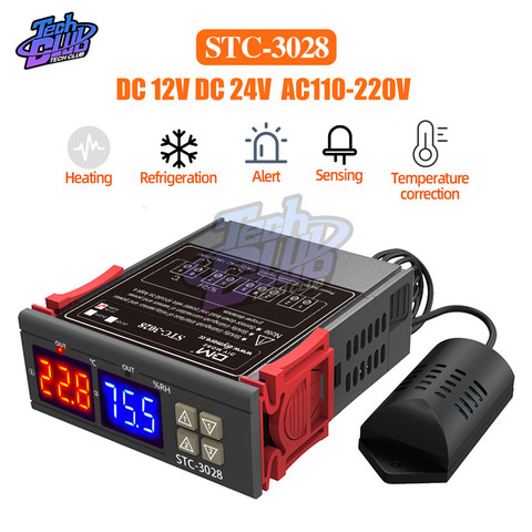 Controlador de temperatura STC-3028, termostato, Control de humedad, STC-3008, termómetro, controlador de higrómetro XH-W1411 DC12V AC110-220 ► Foto 1/6