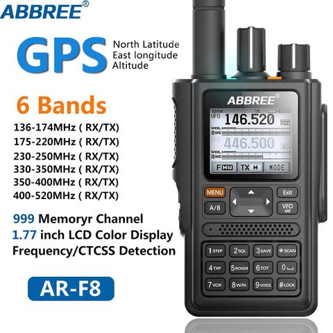 ABBREE AR-F8 GPS Walkie Talkie de alta potencia de 136-520MHz de frecuencia CTCSS DNS de detección de pantalla led enorme 10km de largo alcance ► Foto 1/6