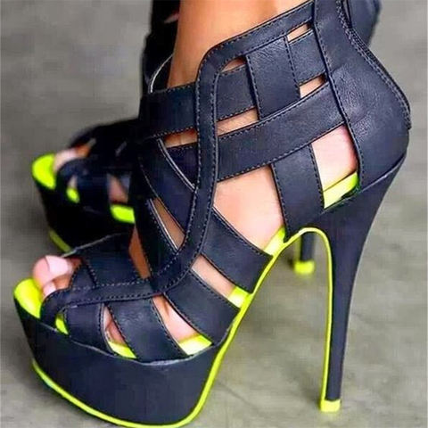 Sandalias de tacón alto con plataforma para mujer, zapatos femeninos de tacón alto con plataforma, de estilo Gladiador, adecuados para fiestas de verano, 2022 ► Foto 1/6