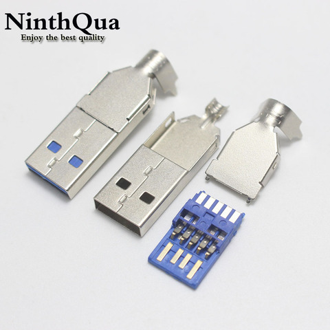 Conector Tipo de soldadura macho USB 3,0 tipo A de alta velocidad, 1/2/5 unidades, 3 en 1, Conector de carga macho ► Foto 1/4
