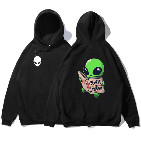 Alien de dibujo Believe In Yourself Sudadera con capucha para hombre divertida sudaderas de Hip Hop otoño Cool Casual con capucha hombre moda Harajuku sudadera ► Foto 1/6