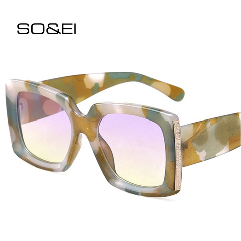 SO & EI-gafas de sol cuadradas clásicas y Retro para mujer, lentes con espejo degradado, a la moda, con UV400, para hombres y mujeres ► Foto 1/6