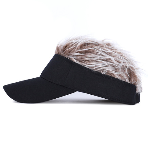 Gorra de Golf y béisbol con estilo falso, visera de sol, sombreros divertidos de tupé, peluca de pelo con pinchos para hombres y mujeres ► Foto 1/1