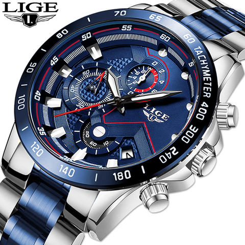 Reloj Masculino, reloj de moda novedosa para hombre, reloj de pulsera de lujo de alta marca, reloj de cuarzo, reloj azul, cronógrafo resistente al agua para hombre ► Foto 1/6