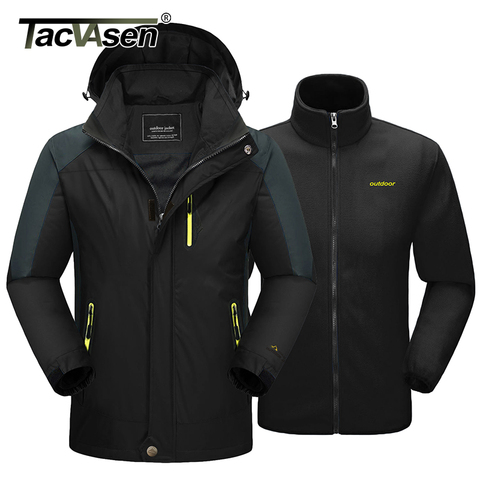 TACVASEN-Chaqueta de Invierno 2 en 1 para hombre, chaqueta de esquí impermeable para nieve, abrigo con forro polar, abrigo de montaña con capucha a prueba de viento, cortavientos ► Foto 1/6