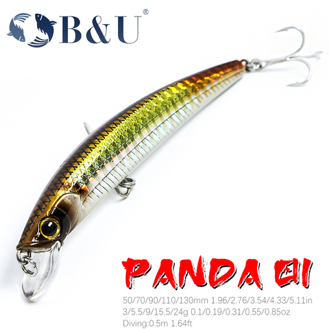 B & U-Señuelos de Pesca de 50/70/90/110/130mm, modelo caliente, cebo duro, 9 colores a elegir, calidad de pececillo, profesional, depth0.5m ► Foto 1/6