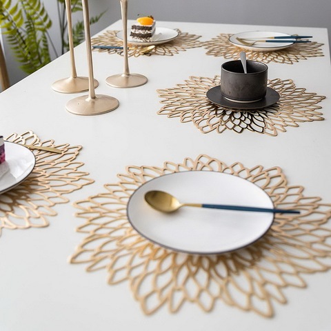 Mantel Individual con patrón de hojas de loto para mesa de cocina, posavasos, decoración del hogar ► Foto 1/1