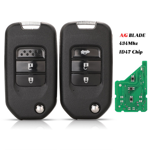 Jingyuqin-llave de coche remota 3B, compatible con Honda Civic Accord City, CR-V, Jazz, XR-V, Vezel, HR-V, FRV, bloqueo automático, 433MHz, con Chip ID47 ► Foto 1/5