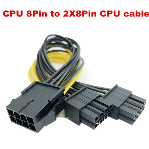 CPU de 8 pines hembra a Dual 8 pines macho PC CPU 2x8 pines a 8 pines Cable de alimentación Cable de extensión Y divisor 18AWG ► Foto 1/3