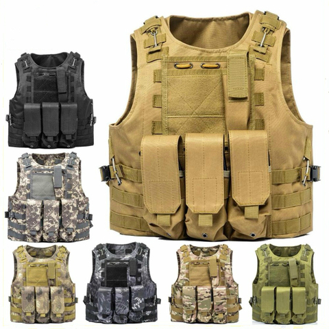 Chaleco táctico militar para Airsoft, chaleco táctico Molle de combate con placa de asalto, ropa de caza en 10 colores CS para exteriores ► Foto 1/6